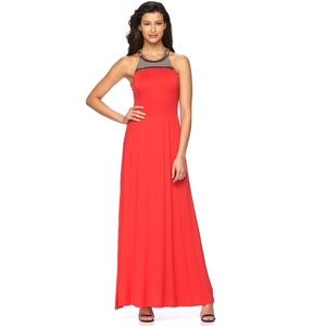 APT. 9 | Red Maxi Dress with Beaded Halter Neck